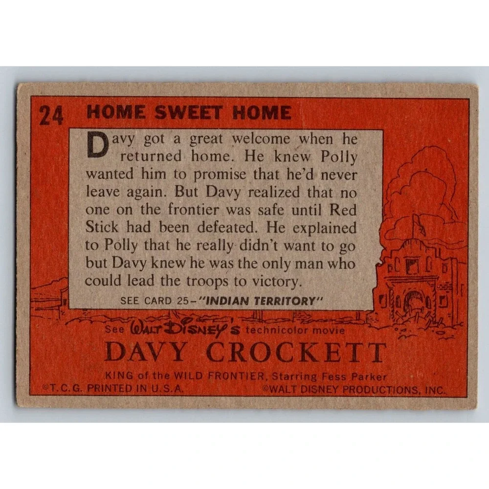 Walt Disney's Davy Crockett Fess Parker 1956 Topps #24 Home Sweet Home